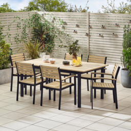 Malva Wood & Black 6-8 Seat Extending Table Garden Dining Set - thumbnail 1
