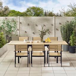 Furniturebox Malva & Black 6-8 Seat Extending Table Garden Dining Set, Wood in Black/Natural - Size: 100x76x180 cm - thumbnail 4