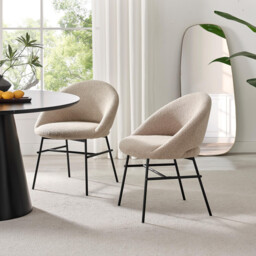 2x Nella Beige Fabric Dining Chairs - thumbnail 1