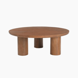 Teton Round Walnut Wood 3 Leg Coffee Table - thumbnail 2