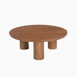 Teton Round Walnut Wood 3 Leg Coffee Table - thumbnail 3