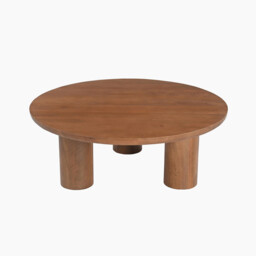 Teton Round Walnut Wood 3 Leg Coffee Table - thumbnail 4