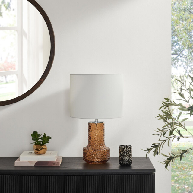 Amber Orange Glass Table Lamp - image 1