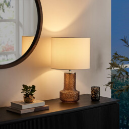 Amber Orange Glass Table Lamp - thumbnail 3