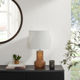 Amber Orange Glass Table Lamp - thumbnail 1