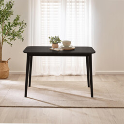 Lynton Small Black Wooden Dining Table & 2 Benches - thumbnail 3