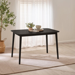 Lynton Small Black Wooden Dining Table & 2 Benches - thumbnail 2