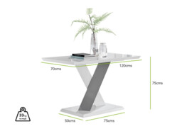 Monza 4 White/Grey Dining Table & 4 Pesaro Silver Leg Chairs - thumbnail 2