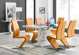 Renato 120cm High Gloss Extending Dining Table and 6 Willow Chairs