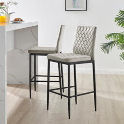 2x Milan Cappuccino Beige Velvet Counter Stools Black Legs - thumbnail 1