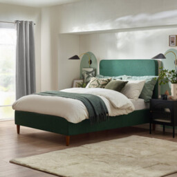 Romy Green Recycled Fabric Double Bed Frame - thumbnail 1