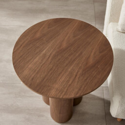 Sutton Walnut Veneer Wood Round Side Table - thumbnail 3