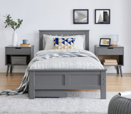 Azure Grey Solid Pine Single Bed Frame + Windsor Mattress + 2 Drawers - thumbnail 2