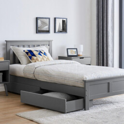 Azure Grey Solid Pine Single Bed Frame + Windsor Mattress + 2 Drawers - thumbnail 1