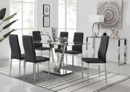 Florini V Grey Dining Table and 6 Milan Chairs