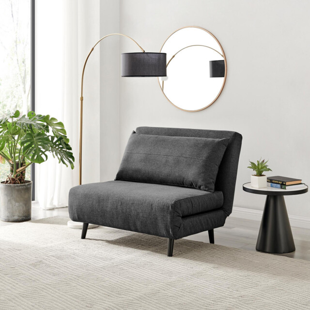 Bobby Dark Grey Fabric Single Folding Sofa Bed - image 1