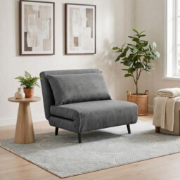 Bobby Dark Grey Fabric Single Folding Sofa Bed