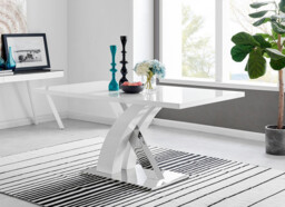 Atlanta 6 White Dining Table and 6 Nora Silver Leg Chairs - thumbnail 3