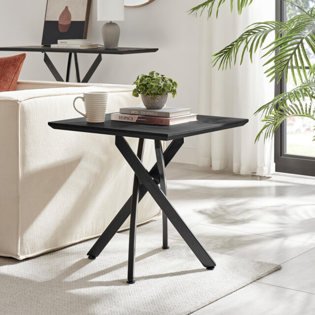 Leonardo Square Black Wood Veneer Side Table - image 1