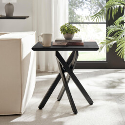 Leonardo Square Black Wood Veneer Side Table - thumbnail 2