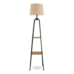 Kessia Black Standing Floor Lamp with Shelves - thumbnail 4