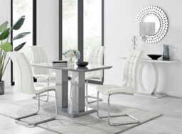 Imperia 4 Modern Grey High Gloss Dining Table And 4 Murano Chairs Set - thumbnail 4