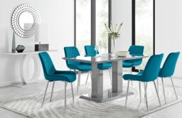 Imperia 6 Grey Dining Table and 6 Pesaro Silver Leg Chairs - thumbnail 1