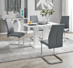 Imperia 4 Modern White High Gloss Dining Table And 4 Lorenzo Chrome Dining Chairs Set - thumbnail 4