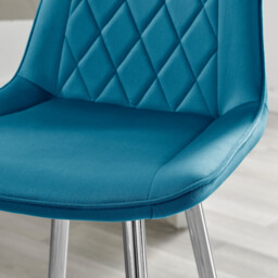 2x Pesaro Blue Velvet Counter Stools Silver Legs - thumbnail 3