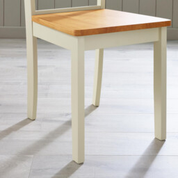 2x Millford Oak and Cream Solid Wood Crossback Dining Chairs - thumbnail 2