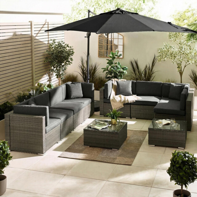 Orlando Grey Rattan & Grey 8 Seat Modular Garden Sofa - image 1
