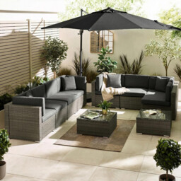 Orlando Grey Rattan & Grey 8 Seat Modular Garden Sofa - thumbnail 1
