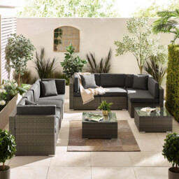 Orlando Grey Rattan & Grey 8 Seat Modular Garden Sofa - thumbnail 2