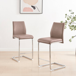 2x Lorenzo Cappuccino Beige Faux Leather Counter Stools - thumbnail 2