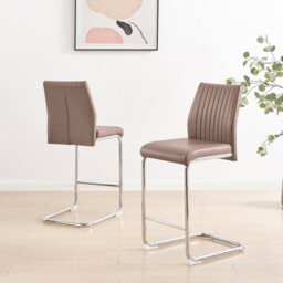 2x Lorenzo Cappuccino Beige Faux Leather Counter Stools - thumbnail 3