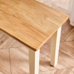 Tenby Cream and Oak Solid Wood Small Dining Bench - thumbnail 4