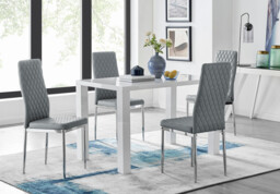 Pivero White High Gloss Dining Table and 4 Milan Chairs Set - thumbnail 4
