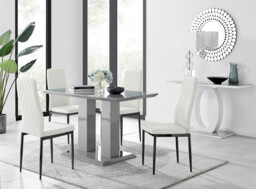 Imperia 4 Grey Dining Table and 4 Milan Black Leg Chairs - thumbnail 3