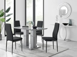 Imperia 4 Grey Dining Table and 4 Milan Black Leg Chairs - thumbnail 1