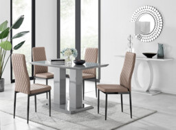 Imperia 4 Grey Dining Table and 4 Milan Black Leg Chairs - thumbnail 2