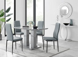 Imperia 4 Grey Dining Table and 4 Milan Black Leg Chairs - thumbnail 4