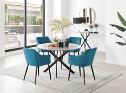 Novara Grey Concrete Effect Black Leg 120cm Round Dining Table & 4 Calla Black Leg Chairs - thumbnail 1