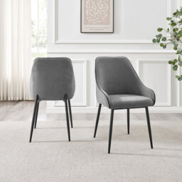 2x Beaumont Grey Fabric Dining Chairs - thumbnail 3