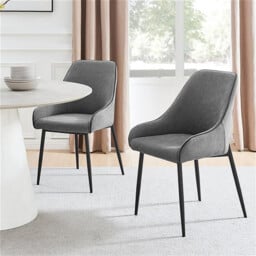 2x Beaumont Grey Fabric Dining Chairs - thumbnail 1