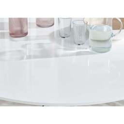 Furniturebox Novara Round White High Gloss and Silver 4- 6 Seater Dining Table, Metal in White/Silver - Size: 120x75x120 cm - thumbnail 4