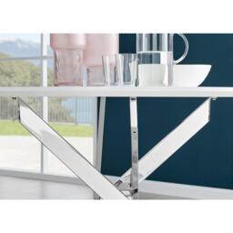 Furniturebox Novara Round White High Gloss and Silver 4- 6 Seater Dining Table, Metal in White/Silver - Size: 120x75x120 cm - thumbnail 5
