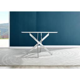 Furniturebox Novara Round White High Gloss and Silver 4- 6 Seater Dining Table, Metal in White/Silver - Size: 120x75x120 cm - thumbnail 3