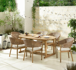 Hamburg & Asa 6 Seat Extending Table Garden Dining Set - thumbnail 1