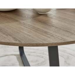 Furniturebox Santorini Round Wood Effect Dining Table 4 Grey Mirelle Chairs, Polyester in Charcoal - Size: 48x81x57.5 cm - thumbnail 3