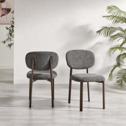 Furniturebox Santorini Round Wood Effect Dining Table 4 Grey Mirelle Chairs, Polyester in Charcoal - Size: 48x81x57.5 cm - thumbnail 8